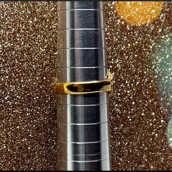 Vintage Lee Sands Triangular Amber Filigree Gold Hue Ring - Picture 5 of 8